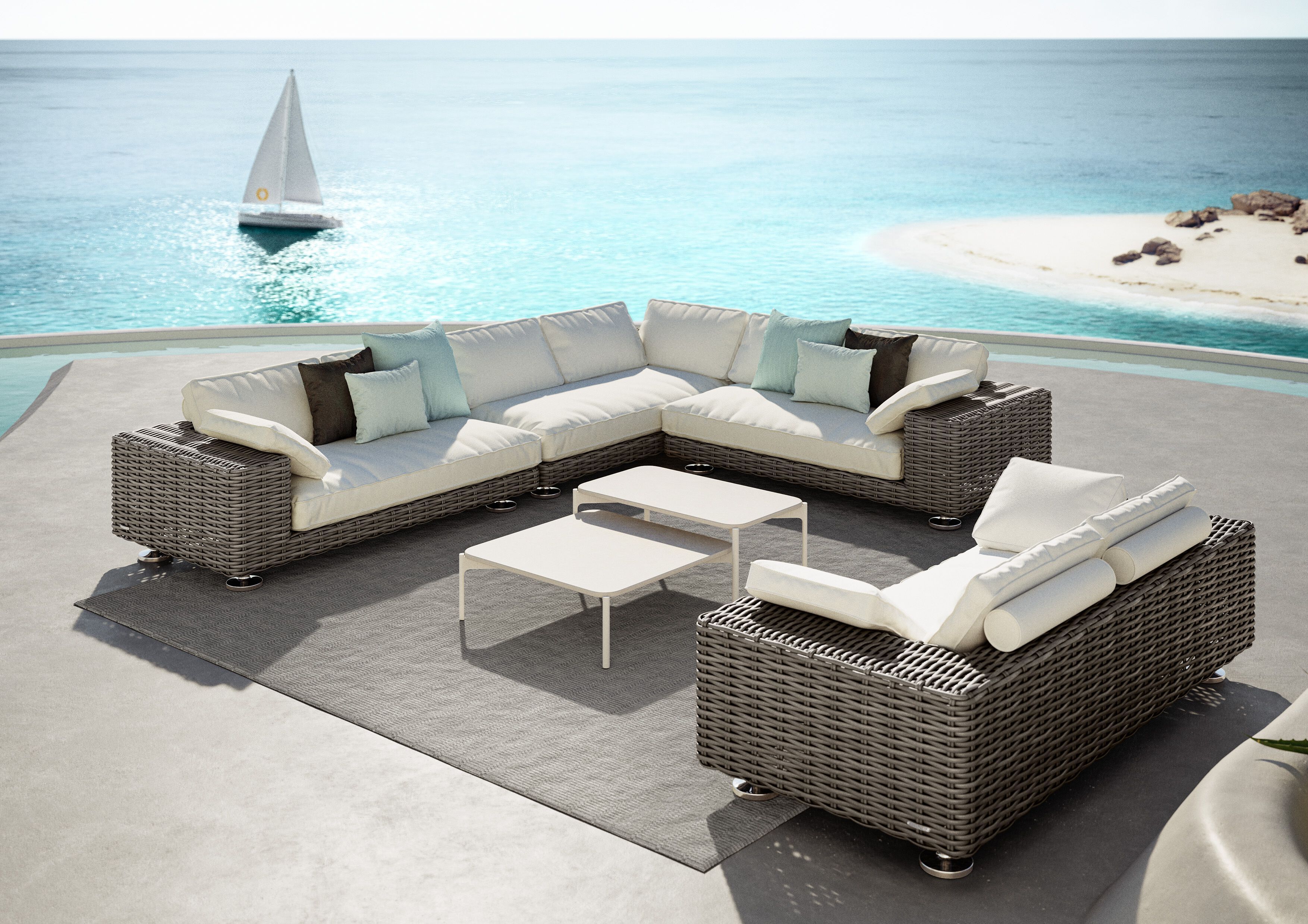 Круглый алюминиевый и стеклянный садовый столик DEDON IZON ARCH-00060167 - Вид №13