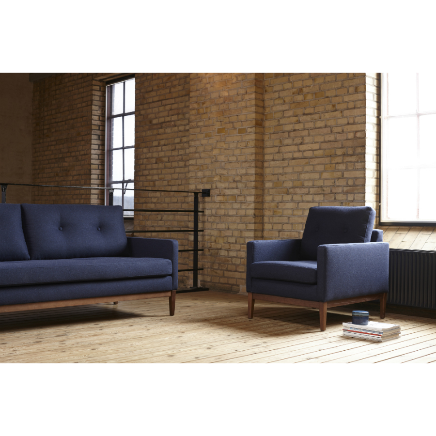 Кресло Finn 01, дуб/орех, темно-голубое Kragelund 3730120521 - Вид №2