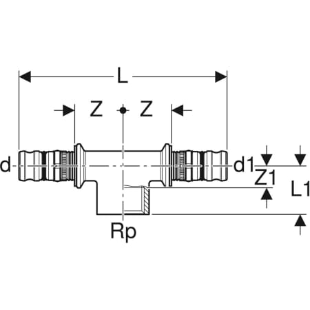 604.360.00.5 Тройник с внутренней резьбой Geberit Mepla Geberit  - Вид №2