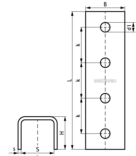 66587141 BIS Strut Stainless Steel U-Connector for linear connections of Strut Rails walraven  - Вид №1