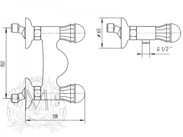 Смеситель MIGLIORE Korona ML.KRN-4746.CRDO для душа - хром/золото  - Вид №3