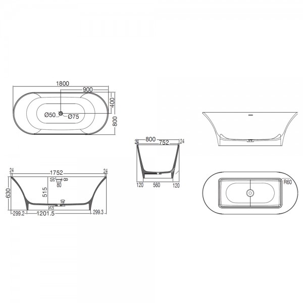 ABT-WHT-FSBTCF2011 Artize Confluence 1800х1800х515мм Artize  Белый  - Вид №1