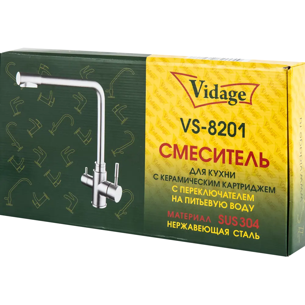 Смеситель для кухни Vidage VS-8201 с подключением к фильтру нержавеющая сталь STLM-2029935 - Вид №6