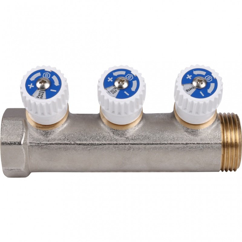 Коллектор 1" STOUT с вентилями на 3 выхода 1/2" SMB6851011203 - Вид №1