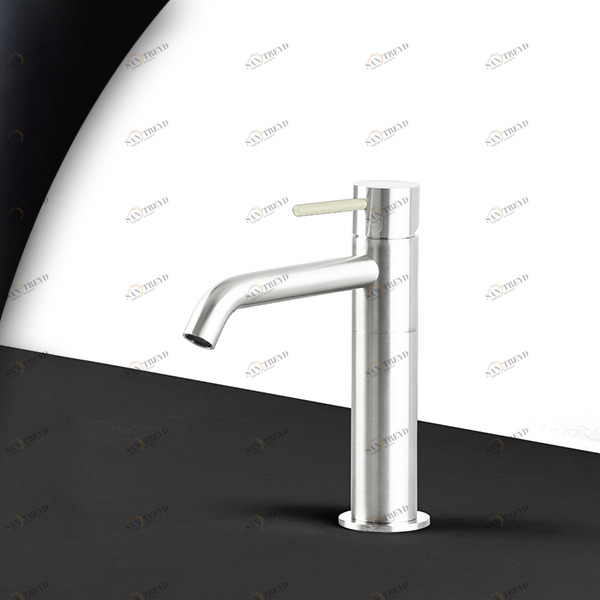 Смеситель для раковины сталь глянцевая с серой ручкой Toki Radomonte TKS2LCIL19