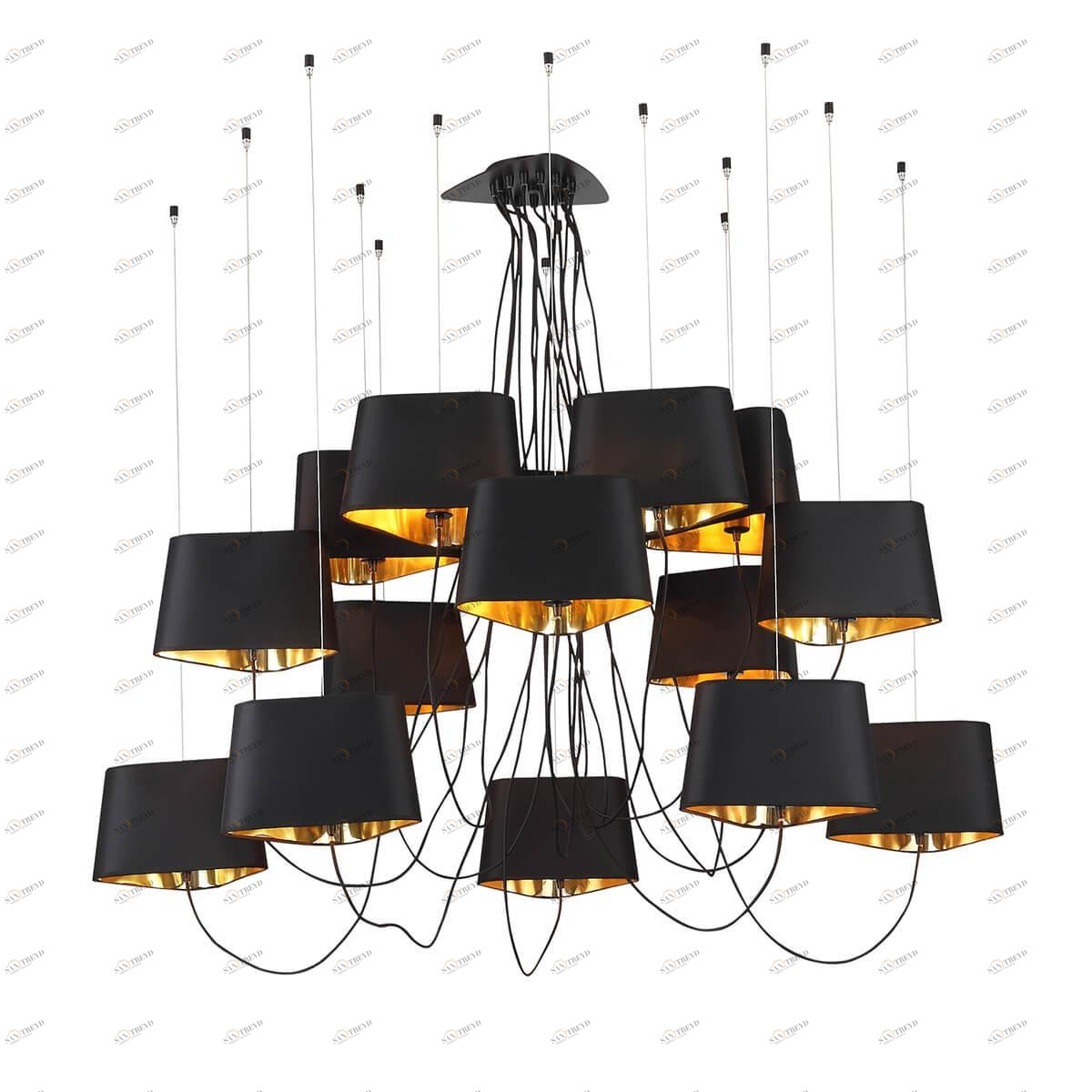 Люстра подвесная черная 15 ламп ST Luce Ambrela SL1110.403.15 ST LUCE ДИЗАЙНЕРСКИЕ, AMBRELA 00-3834377 Черный 