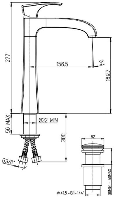 Paini Lady 89BY211LLLSSR смеситель для раковины с донным клапаном - Вид №2