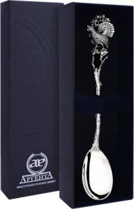 10558202 Аргента (Россия) Ложка чайная "Глухарь" с черн. Серебро 925