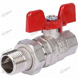 Кран шаровый STOUT ВН 1/2" с американкой бабочка красная SVB1007000015