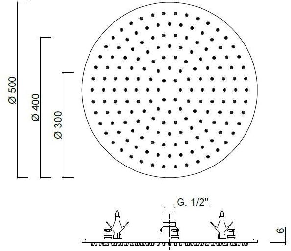 Rubinetteria Giulini Встроенная насадка для дождевого душа из нержавеющей стали Myring F1726-30/40/50 - Вид №1