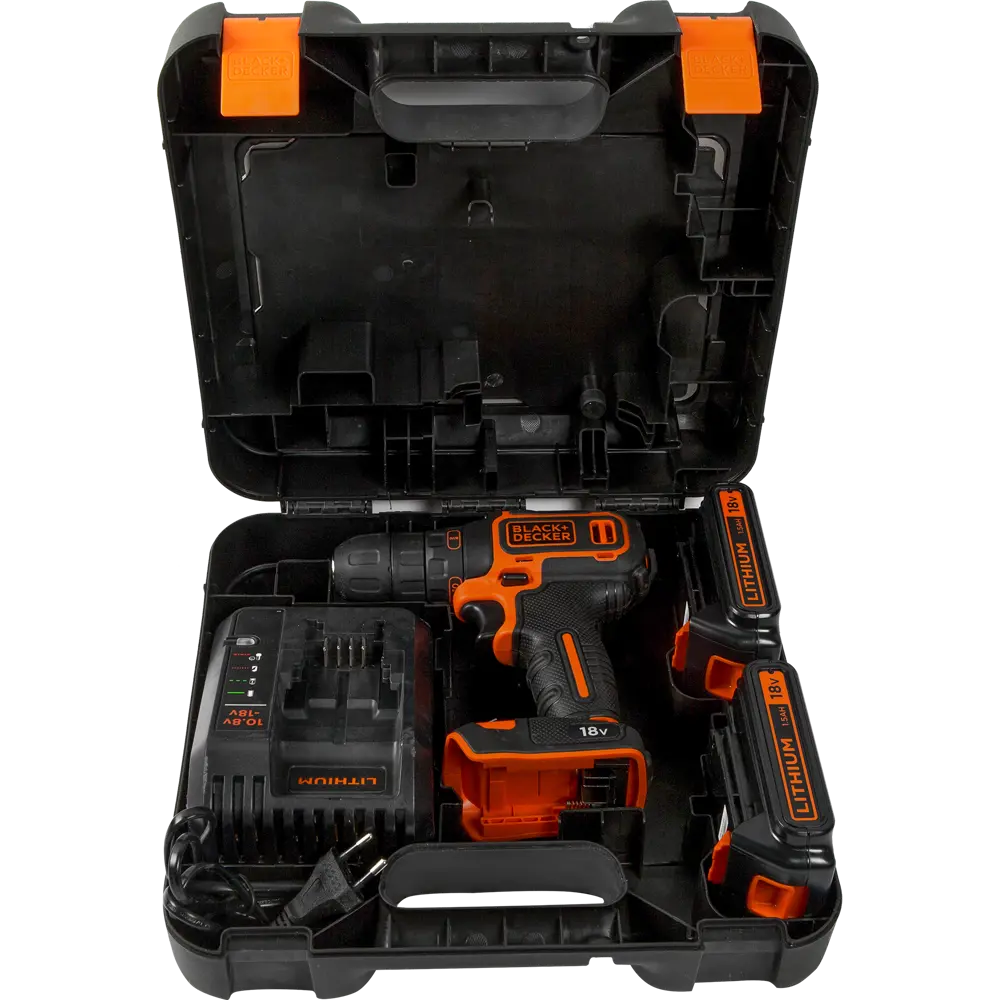 Шуруповерт аккумуляторный Black&Decker BDCDC18K1B, 18 В Li-ion 2х1.5 Ач BLACK + DECKER STLM-2027213 - Вид №5