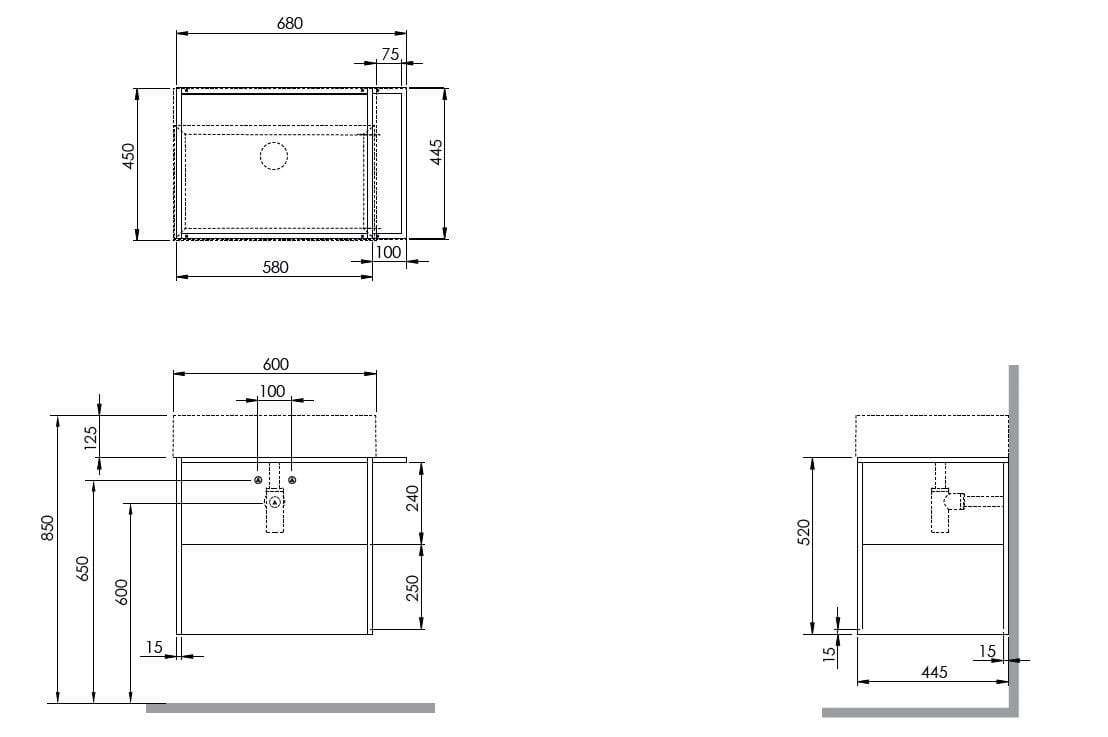 Подвесной шкаф для умывальника с выдвижными ящиками Azzurra Ceramica Elegance ARCH-00011660 - Вид №4