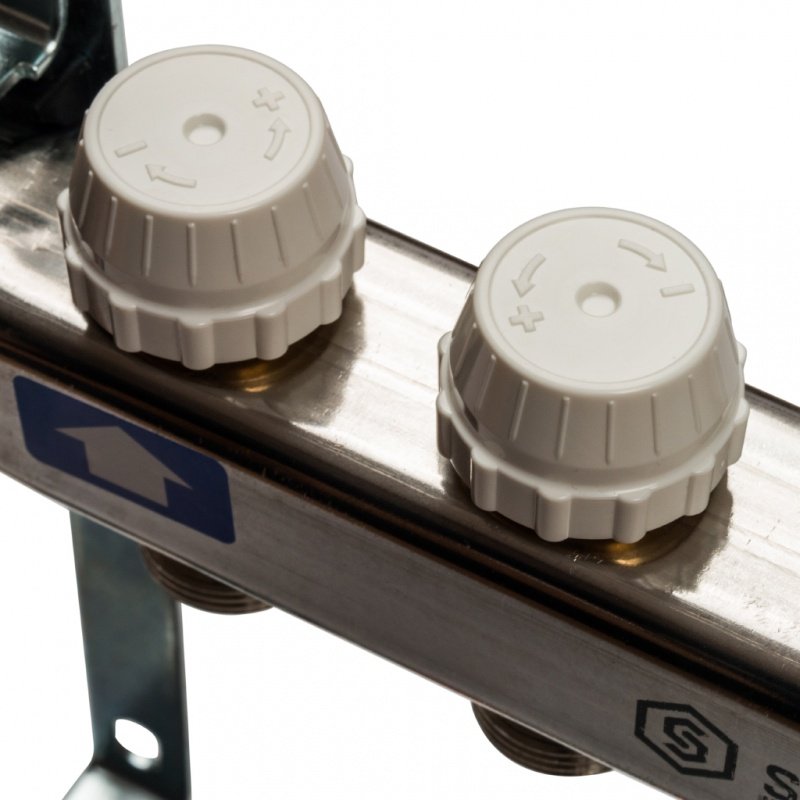 Распределительный коллектор из нерж. стали STOUT в сборе 3/4" х 1/4" х 4 выхода без расходомеров SMS0912000004 - Вид №2