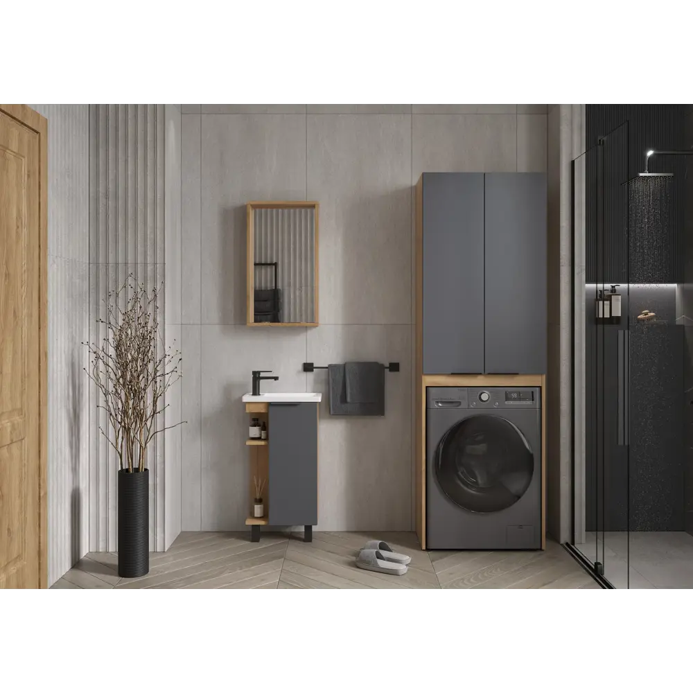 Зеркало для ванной Сохо KONSENSA с полкой 40x69.6 см цвет светлый дуб STLM-2157546 - Вид №3