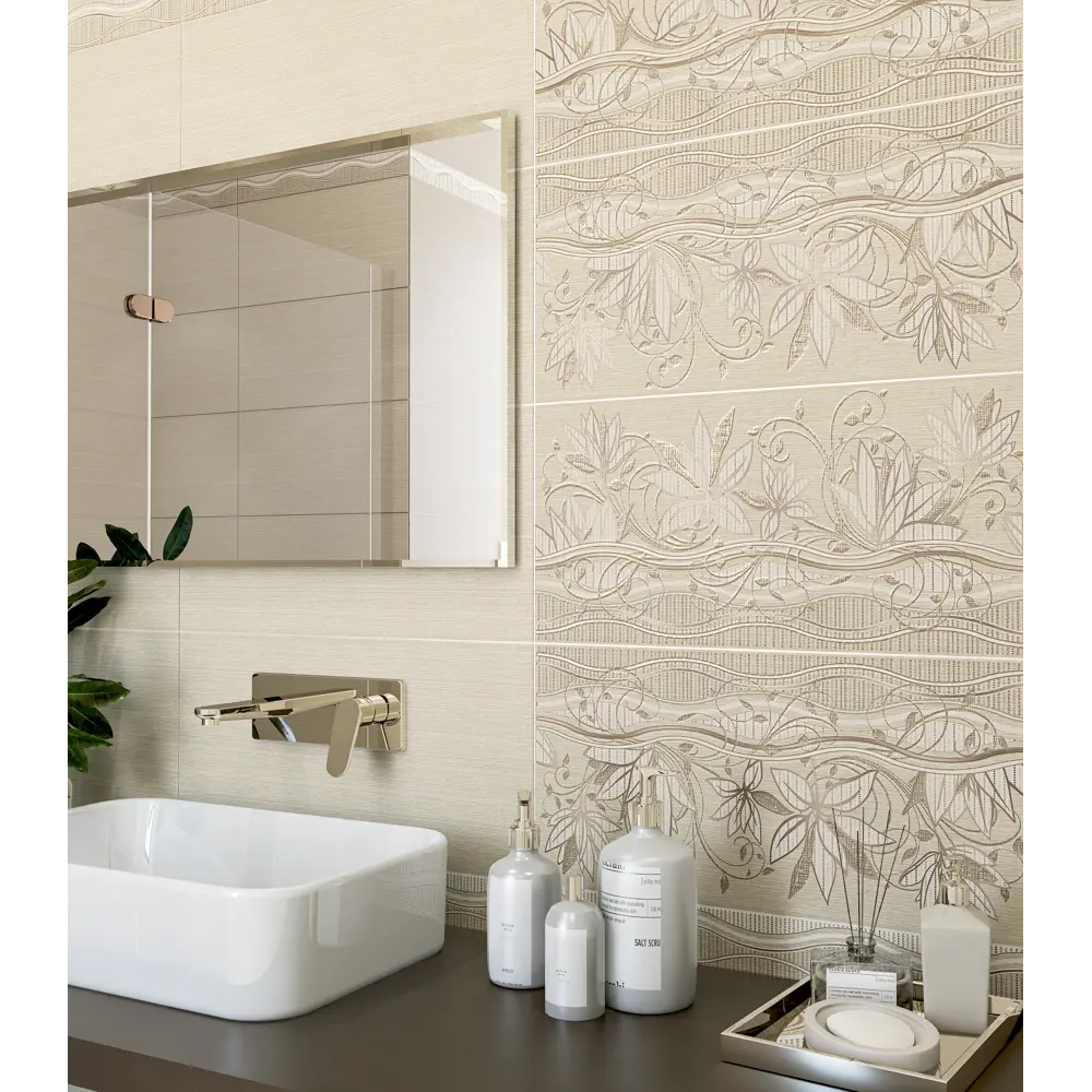 Декор настенный Azori Romanico Flora 31.5x63 см матовый цвет бежевый флора STLM-2032685 - Вид №1