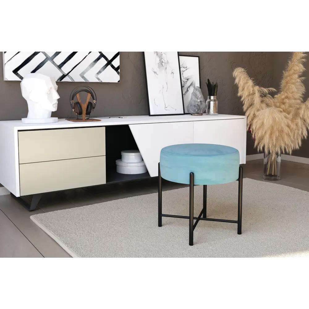 Банкетка Sheffilton SHT-B4 41x41x40 см металл цвет синий STLM-2102069 - Вид №5