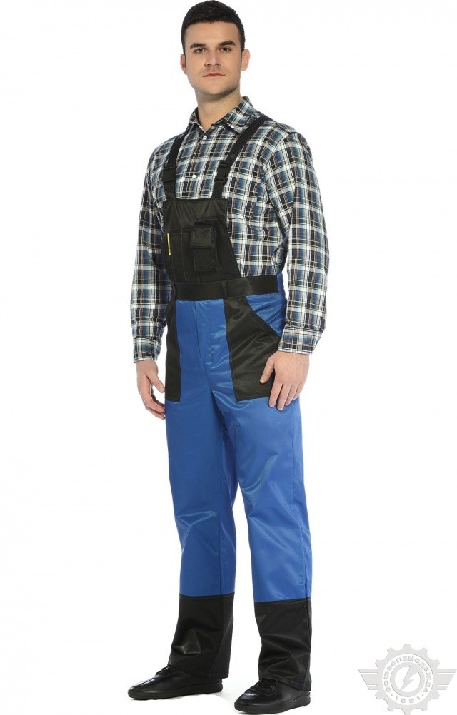 61474 Полукомбинезон "Мастер" василек-черный  Летняя спецодежда  размер 52-54/182-188  - Вид №2