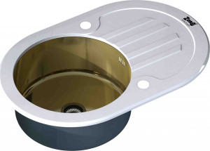 Мойка кухонная ZorG Inox Glass GL-7851-OV-WHITE-BRONZE из нержавеющей стали и стекла, бронза/белый