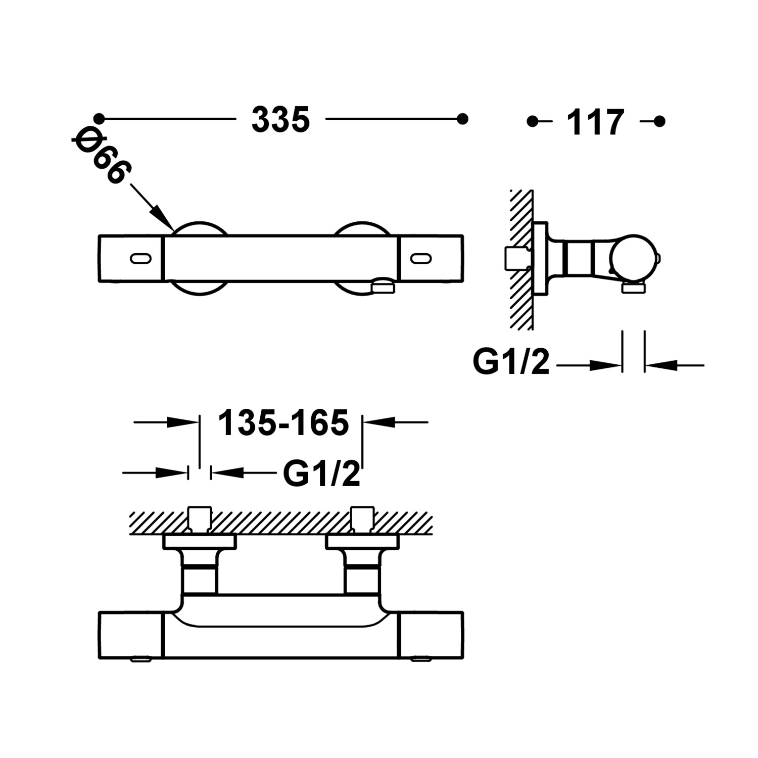 Настенный термостатический кран для душа-19016429BM TRES Thermostatic - Вид №1