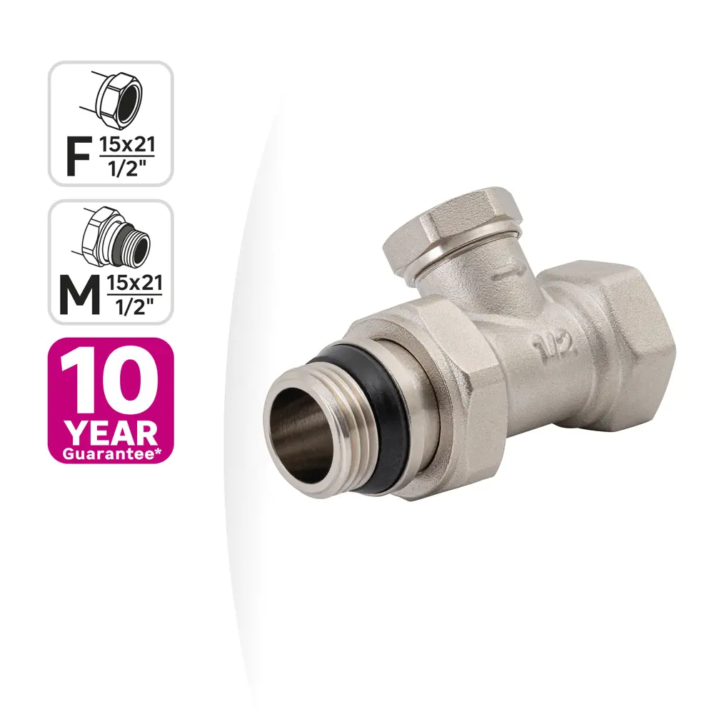 Клапан для радиатора прямой MONLID 1/2" латунь STLM-2103092 - Вид №3