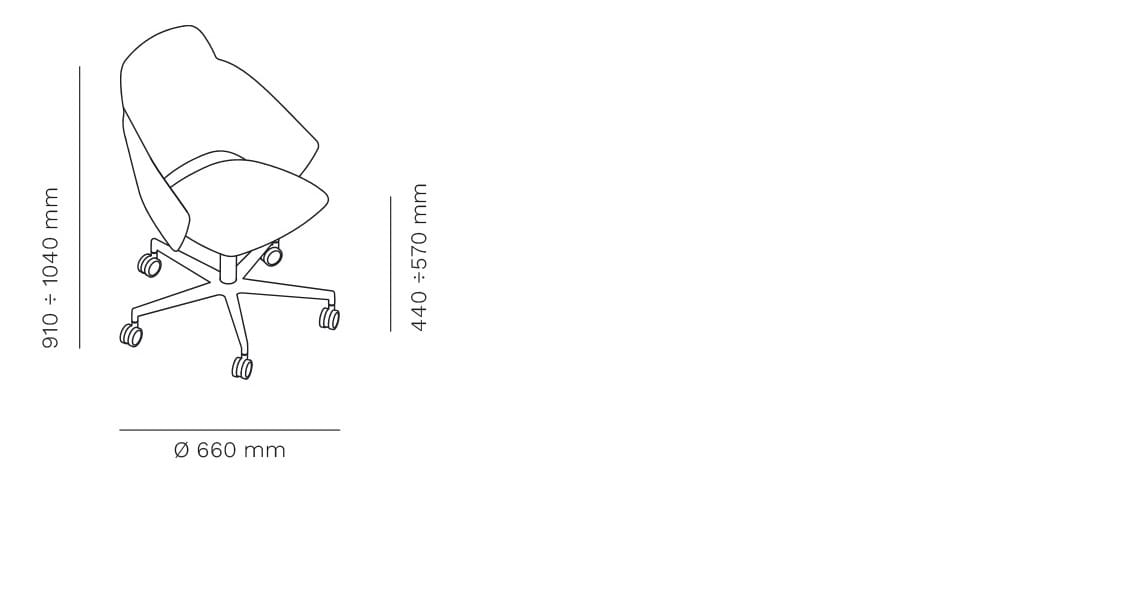 5-спицевое вращающееся офисное кресло с тканевыми колесами Mara Icon ARCH-00048565 - Вид №6