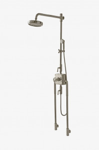 RWXS41 Открытая термостатическая система RW Atlas с 8-дюймовой душевой розеткой, кронштейном, душем, металлическим колесом и рычажными ручками Waterworks