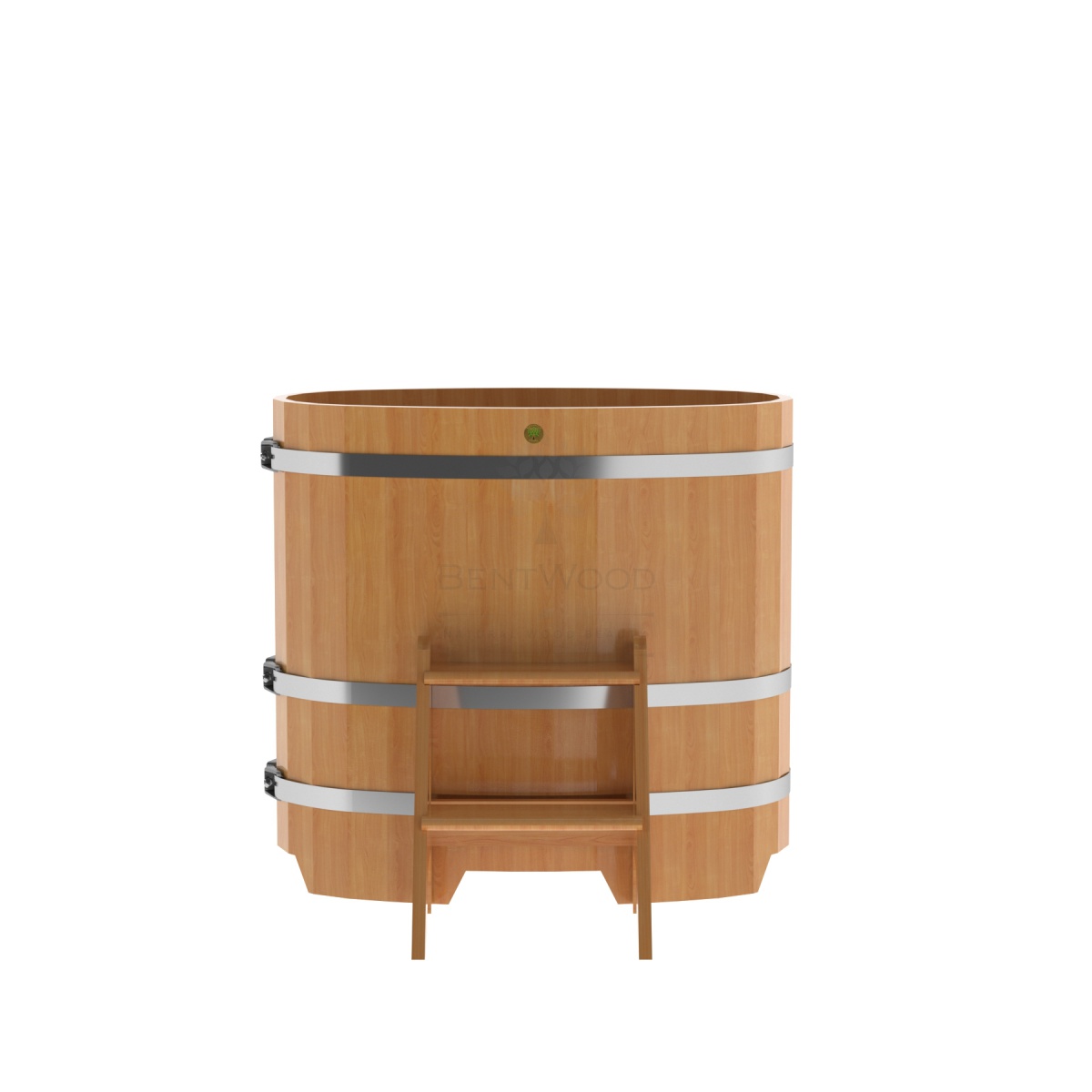 1127 Купель овальная из лиственницы 0,59х1,06х1,0 натуральная премиум Alyarus  - Вид №3