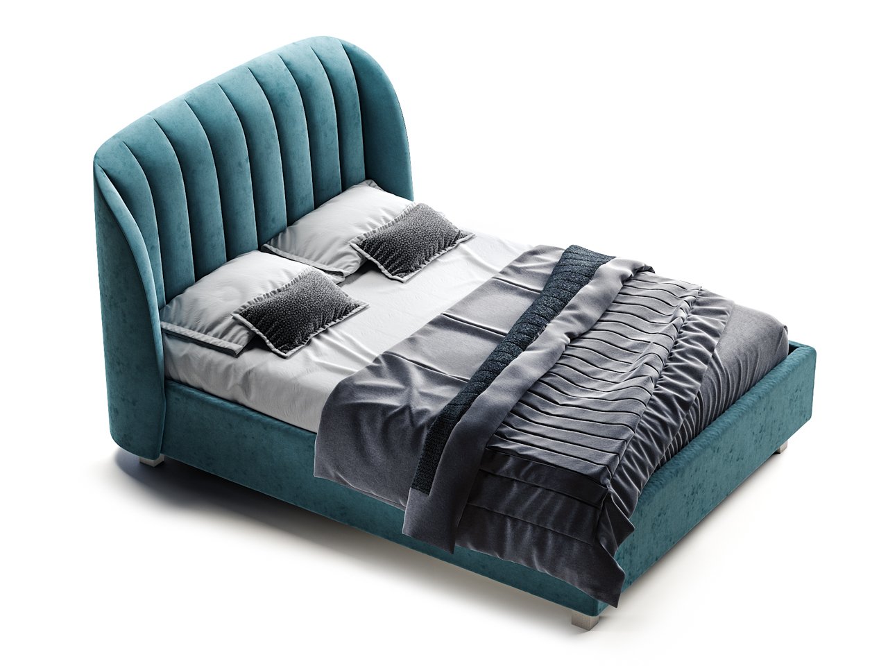 Кровать двуспальная 160х200 бирюзовая Tulip THE IDEA ДИЗАЙНЕРСКИЕ 210649 Зеленый  - Вид №1
