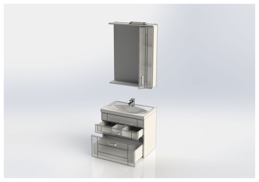 Мебель для ванной Aquanet Рондо 70 белый (2 ящика) 00195707 - Вид №7