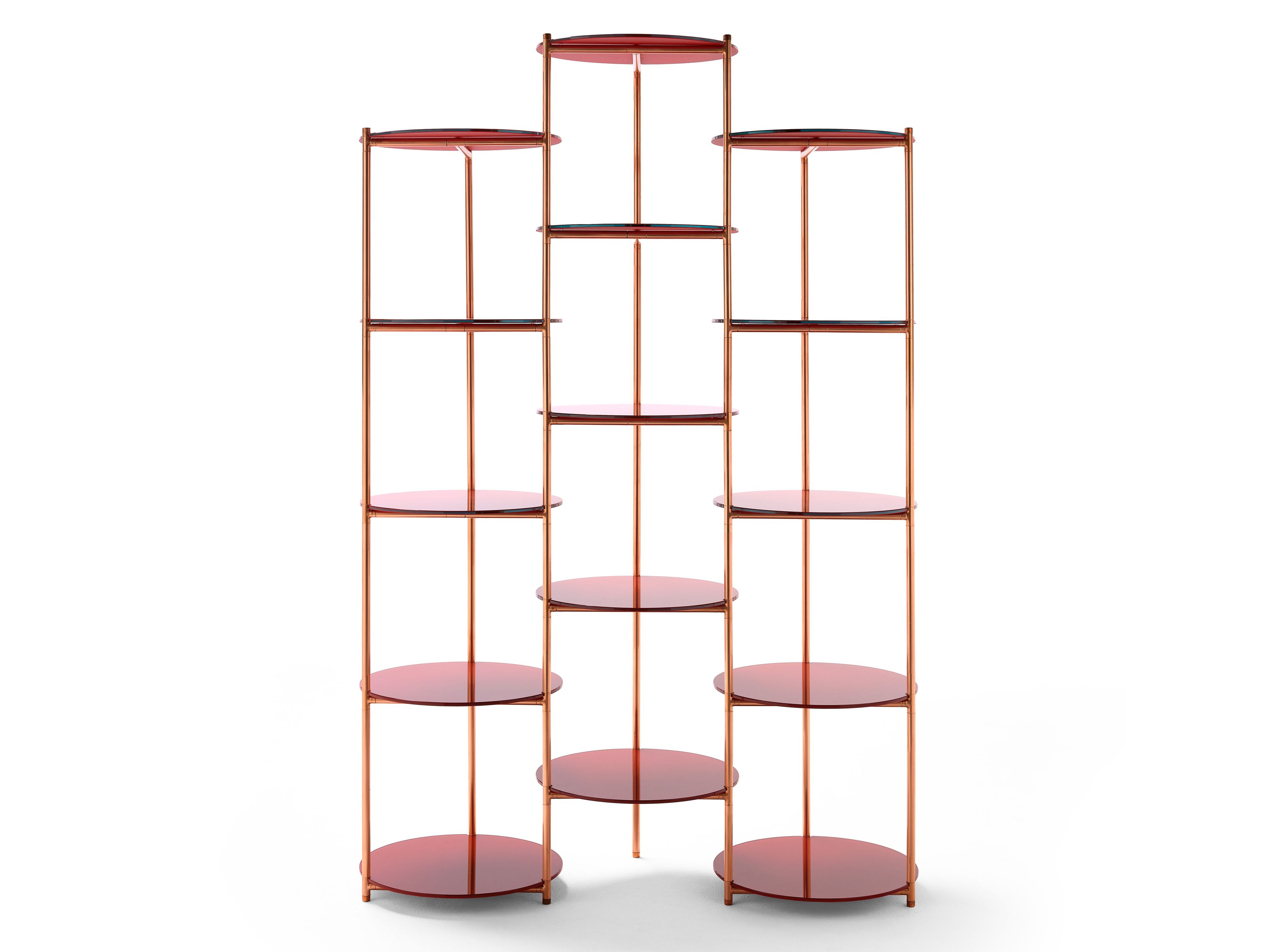 Книжный шкаф из меди с хрустальными столешницами EPÒNIMO Long Playing ARCH-00063939