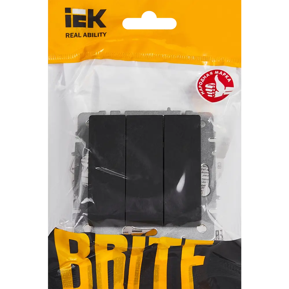 Выключатель IEK Brite 3-клавишный встраиваемый графитовый 87761723 STLM-1113543 - Вид №4