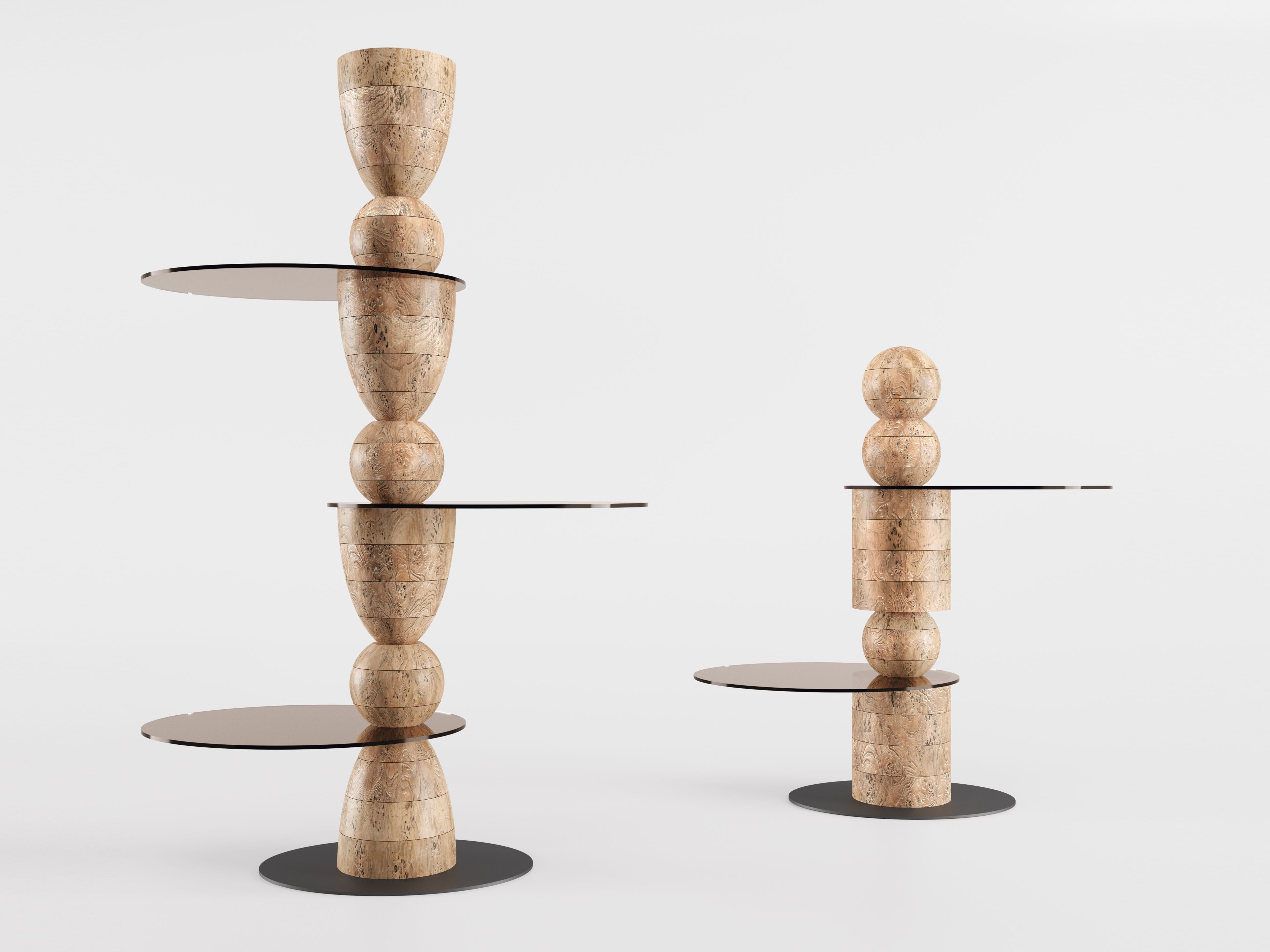 Самонесущий книжный шкаф из дерева и стекла Bizzotto Italia Нара ARCH-00066230