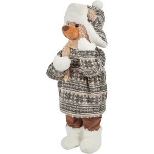 Фигурка декоративная «Мишка в свитере», 70 см, пластик, цвет серебристый