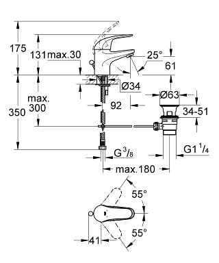 Однорычажный смеситель для раковины с раковиной Grohe Euroeco ARCH-00054097 - Вид №2