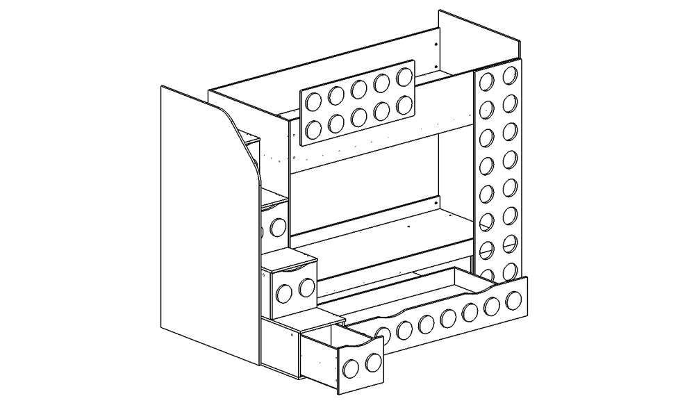 Кровать подростковая двухъярусная с дополнительным спальным местом левая "Леголенд" МАНДАРИН ЛЕГОЛЕНД 178719 Разноцветный;белый;синий Santreyd  - Вид №5