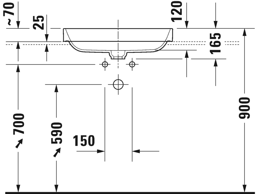 2359601300 Подвесная раковина настенная овальная Duravit Happy D.2 Plus - Вид №3