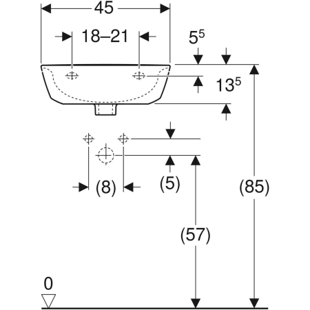 500.375.01.1 Geberit Renova Handwaschbecken mit asymmetrischem Überlauf Geberit  - Вид №10