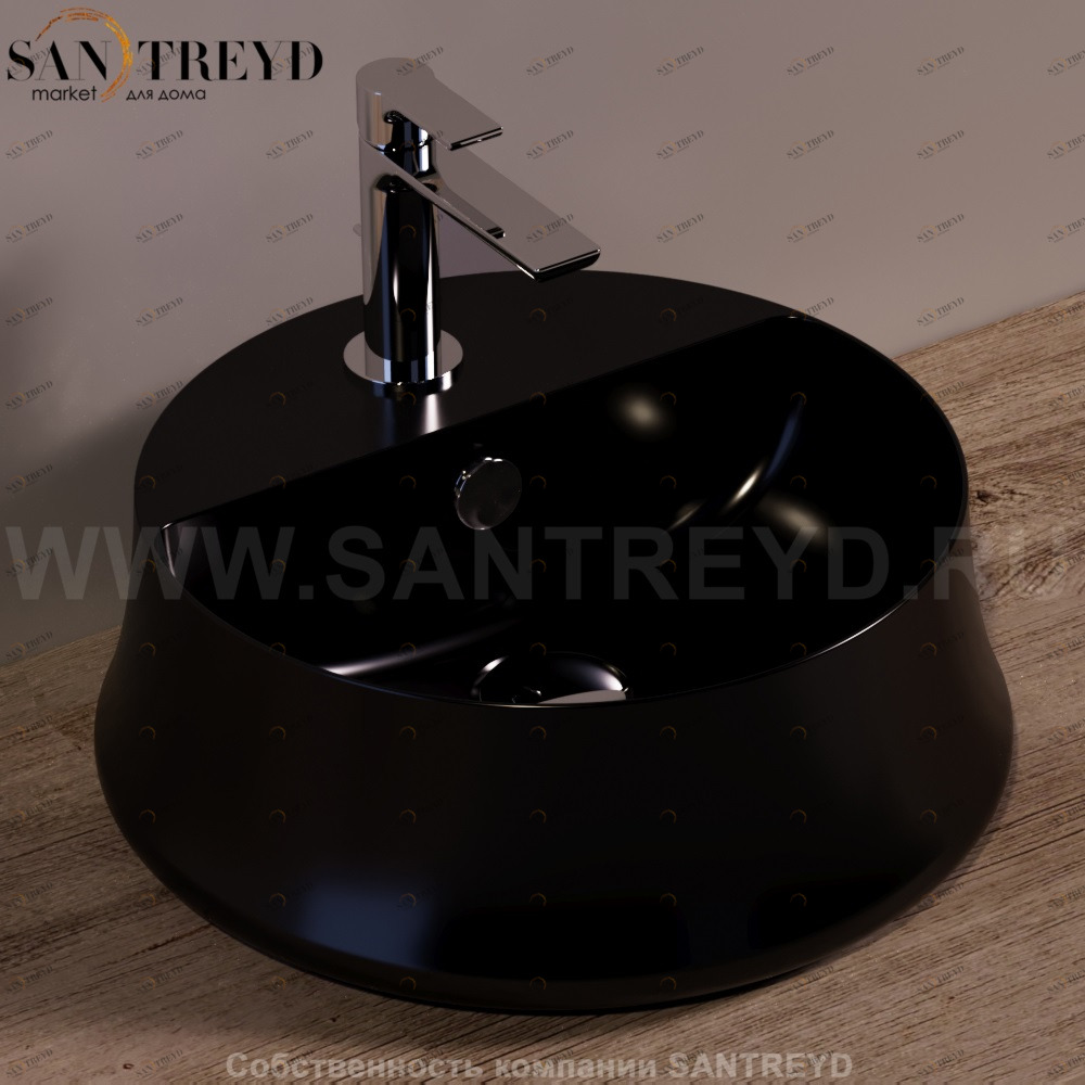 SH03NEROMATT Накладная раковина на столешницу  круглая Simas Sharp