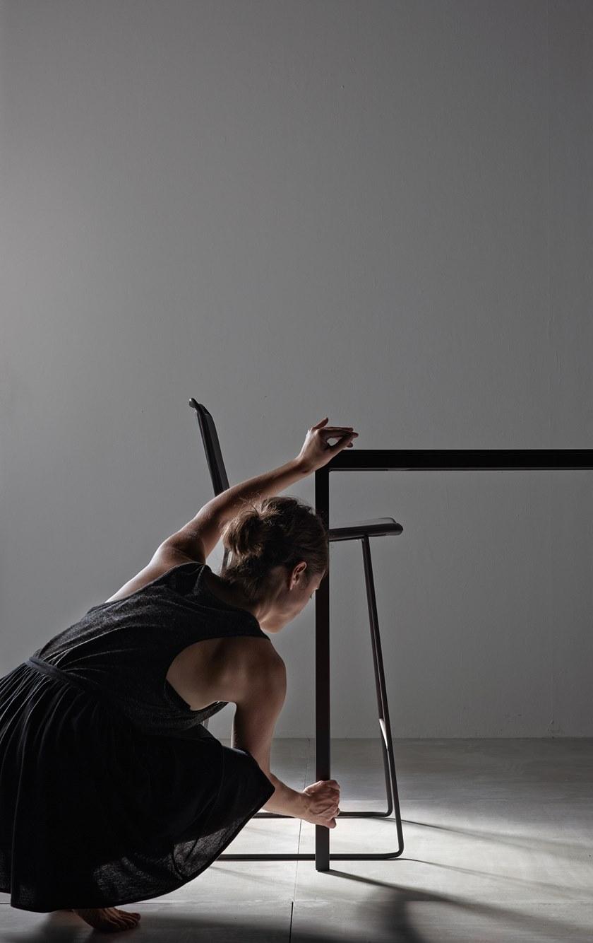 ONDARRETA Стул из высокой стали с сиденьем, обитым кожей Alo sun-id-1428895 - Вид №9