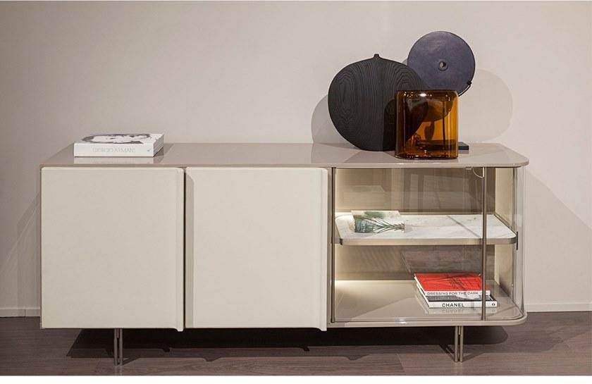 Turri Буфет из лакированного дерева с кожаными дверцами на петлях Zero sun-id-1505979 - Вид №1