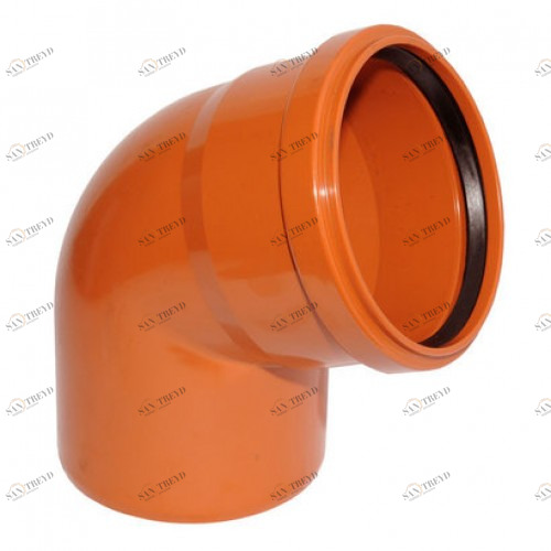 Отвод канализационный ПВХ 110мм 87° рыжий Политек 6384