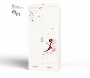 Шкаф ABC-KING 2х дверный Фея без зеркала со стразами Сваровски