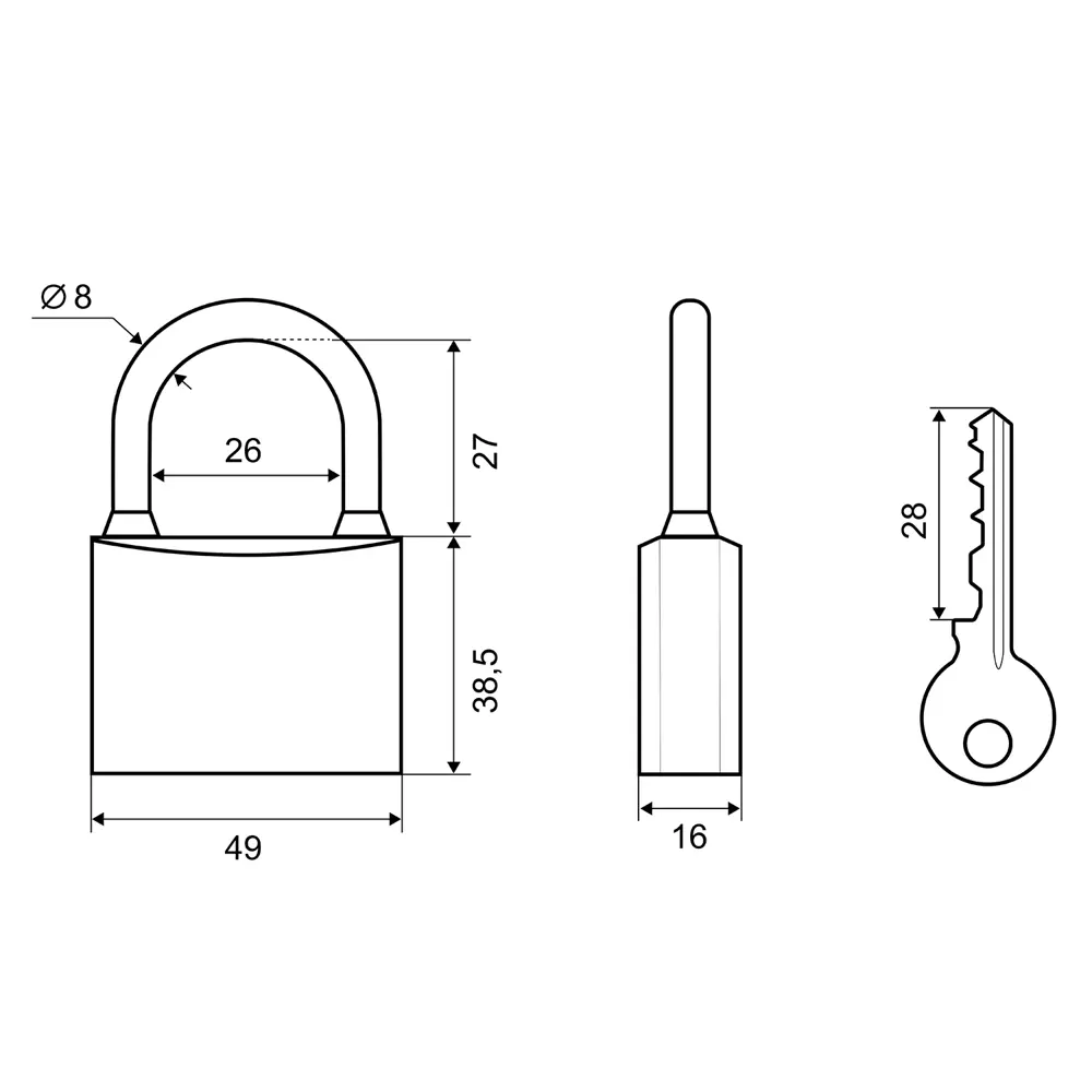 Замок навесной Palladium 301B-50 42x27 мм сталь Santreyd STLM-2112147 - Вид №2