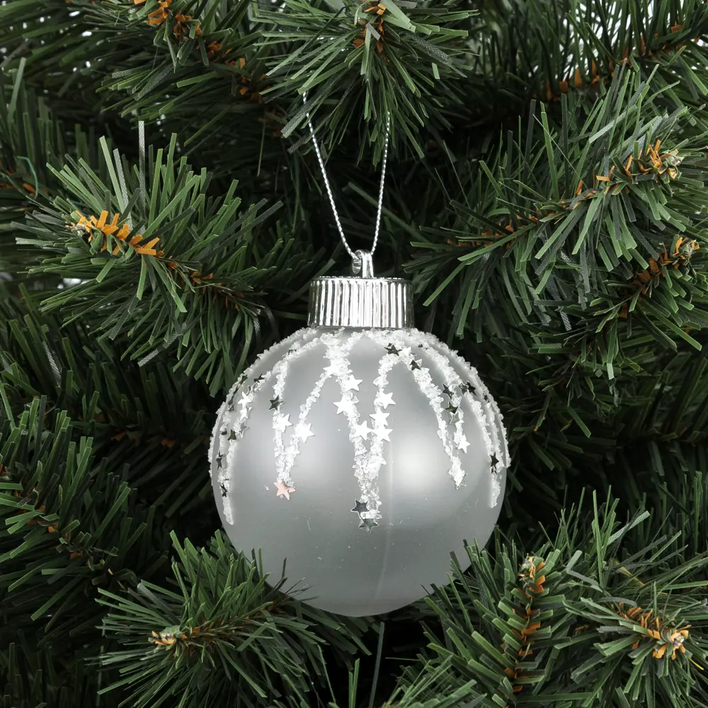 85156545 Елочный шар «Изморозь» ø8 см пластик серебристый STLM-0956475 Santreyd  - Вид №2