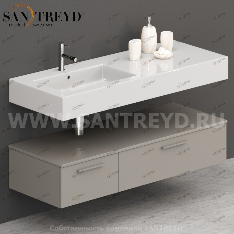 T13552GH2 Столешницы для использования в сочетании с тумбами и открытыми тумбами 135 см серая Globo ARREDO WOOD Италия Ceramica Globo