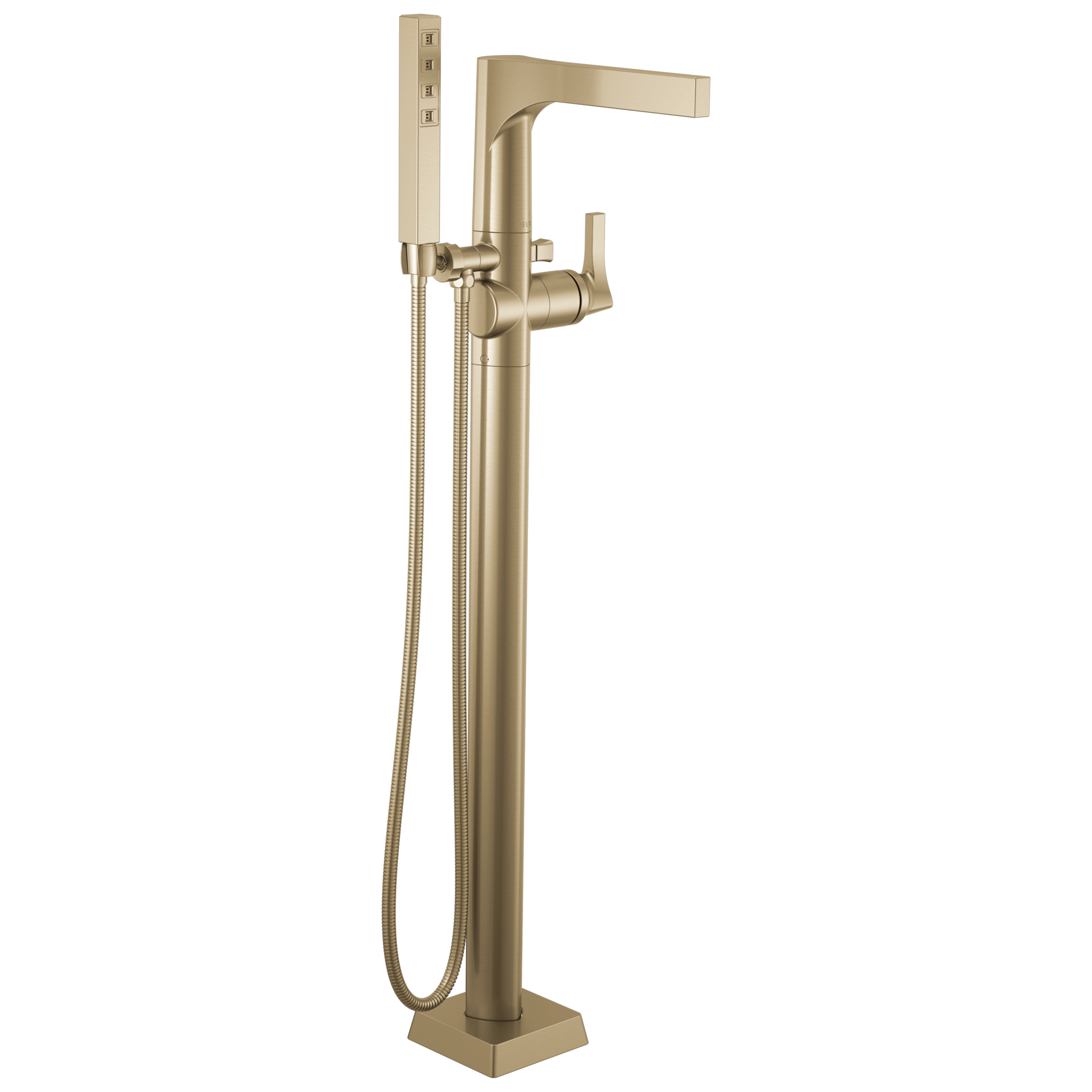 T4774-CZFL Напольная накладка для ванны с одной ручкой и ручным душем Delta Faucet Zura Шампанское бронза 
