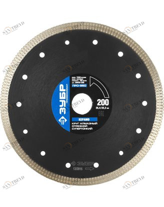 Диск алмазный 200мм супертонкий по керамограниту ЗУБР Профессионал 12900