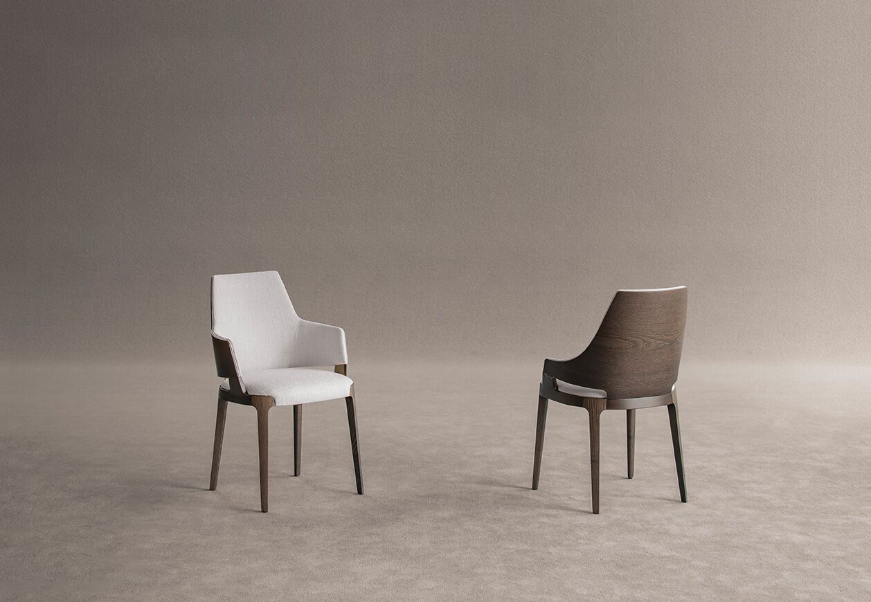 Мягкий тканевый стул с подлокотниками Potocco Velis Wood ARCH-00089680 - Вид №1