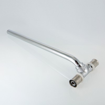 VTm.282.HN.201520 Пресс-фитинг – тройник с хромированной трубкой Valtec 15 мм, 20х15х20, 70 см  - Вид №1