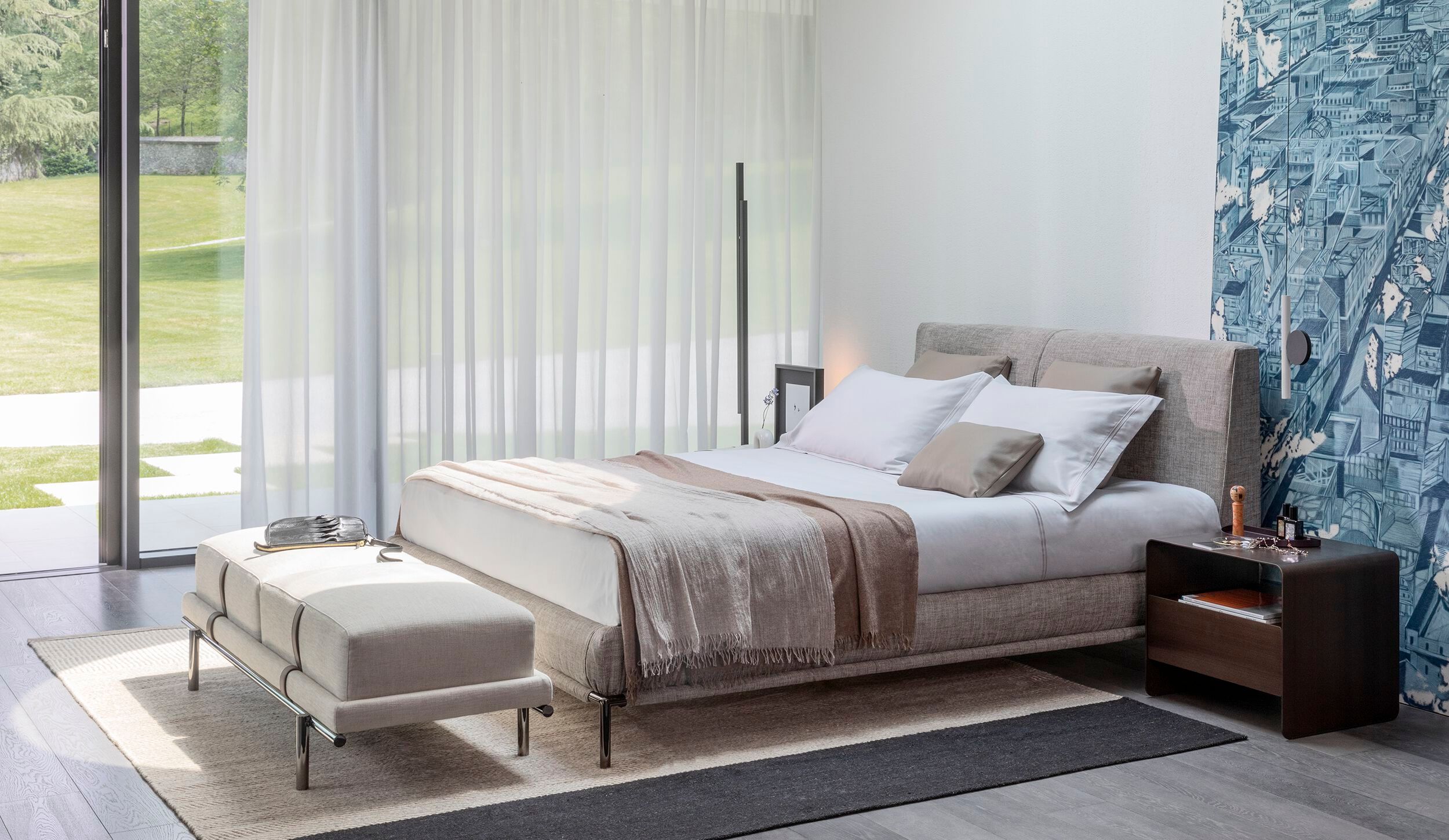 Съемная двуспальная мягкая кровать из ткани Flou ARCH-00088160 - Вид №2